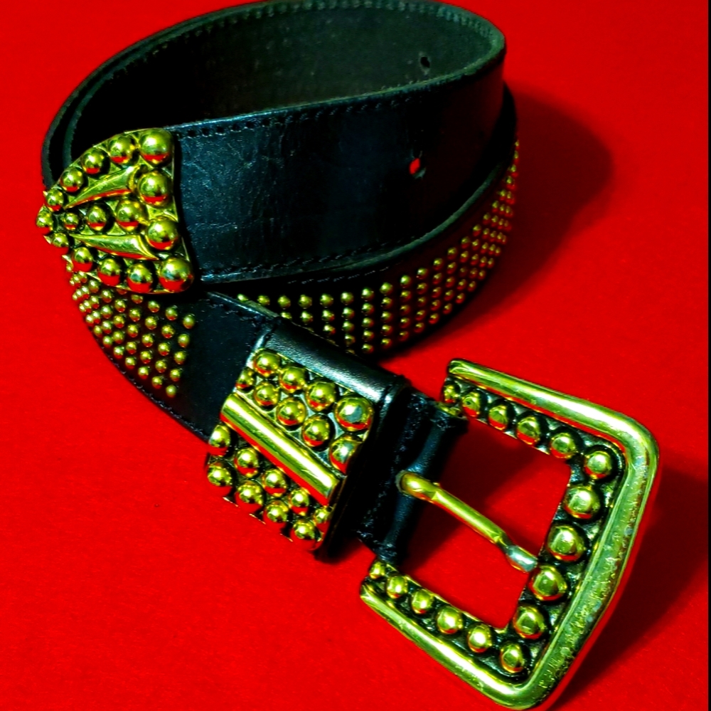 Vintage DOPPIA VITA Buckle Studs Belt. Italy.